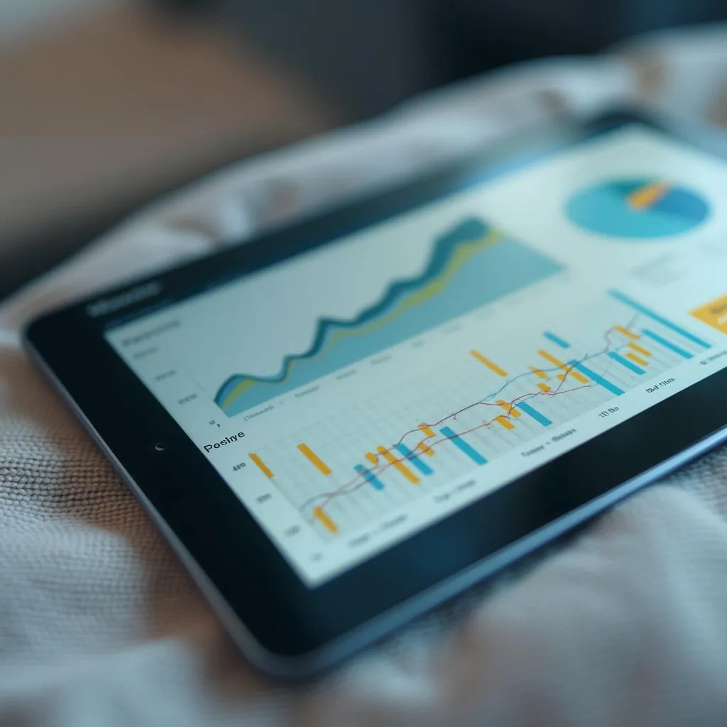 Tableau de bord client affichant des résultats financiers positifs